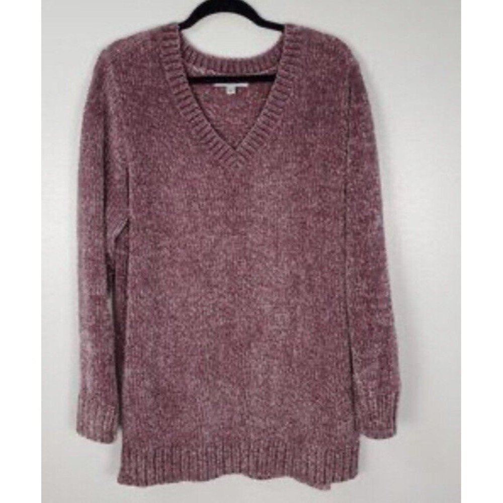 New Orvis Chenille Sweater Plus Sz 2XL XXL V Neck Pullover Mauve Relaxed Fit